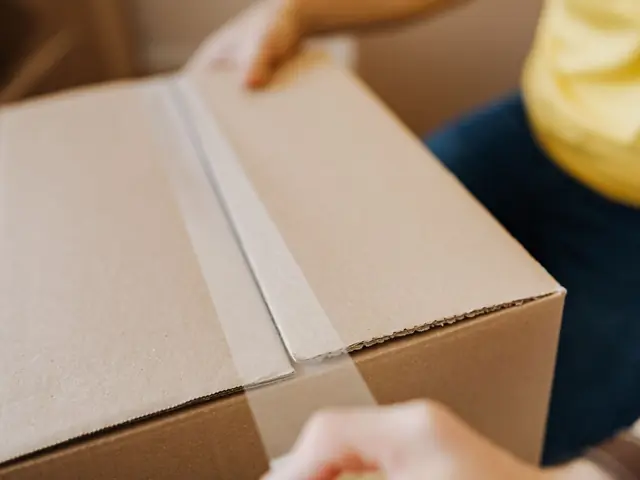 Carton sealed with clear tape